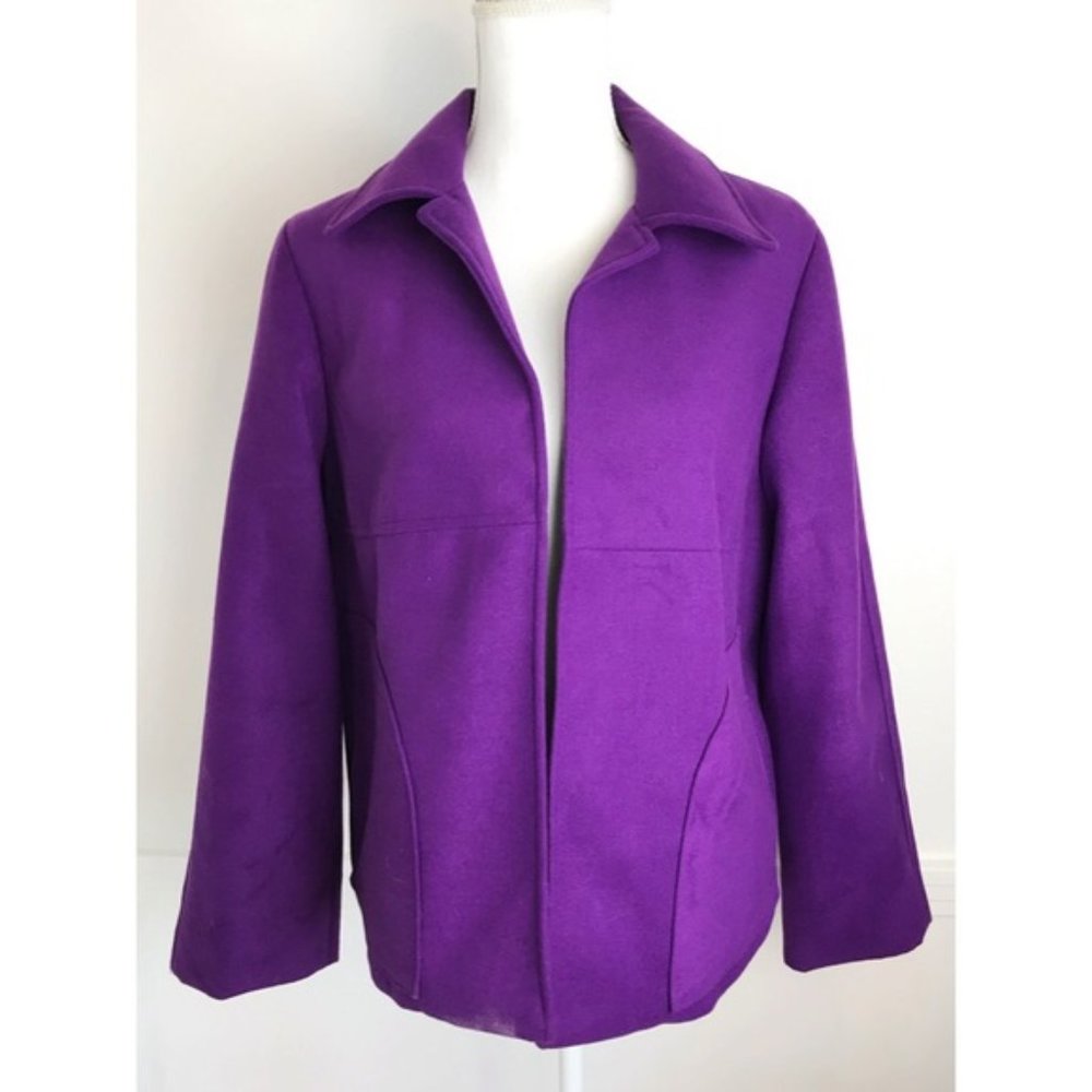 Chico's Purple Open Pea Coat Jacket 1 or M